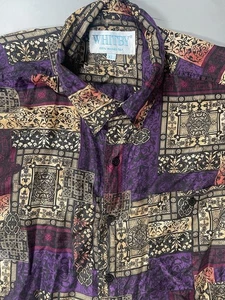 Camisa vintage Whitby 100 % seda lavada con botones para hombre XL patrón floral - Imagen 1 de 7