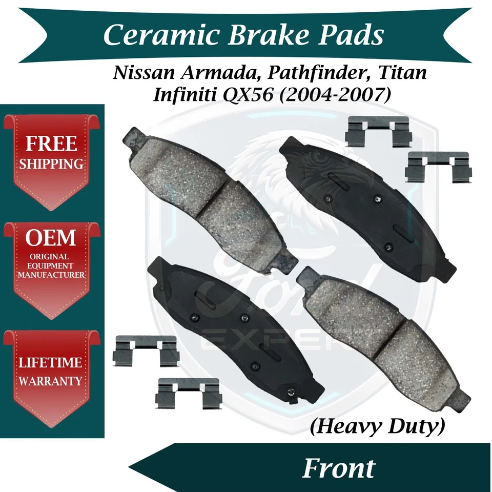 Premium OE Front Ceramic Brake Pads Kit For 2004-2007 Infiniti Nissan 9 Yr Warra - Image 1 of 4