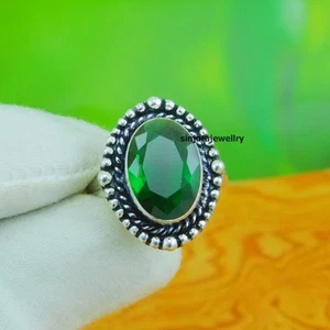 Cromo diopsido piedra preciosa 925 plata esterlina hecho a mano anillo de... - Imagen 1 de 4