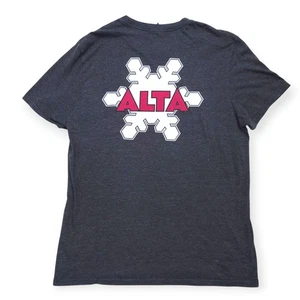 Alta Logo T-shirt Mens L* Screen Printed Snowflake Gray Cotton Blend Ski Resort - Picture 1 of 11