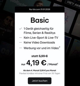 RTL + / RTL Plus Basic für 4,19€ pro Monat (für 3 Monate) - Bild 1 von 3