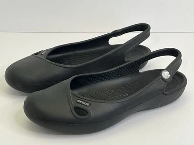 Crocs Sz 10 Olivia Jeweled Black Sling Back Mary Jane Lightweight Comfort Womens - Image 1 of 4