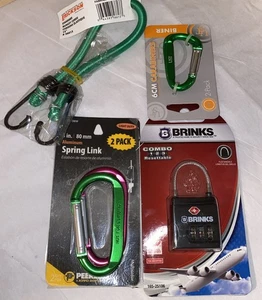 Mized Utility Items - Carabiners, Combo Lock, Bungy Cord - Picture 1 of 5