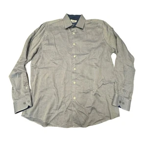 Camisa Duchamp Para Hombre 42 16.5L Geométrica Diamante Azul Botón Delantero L/S Ajuste A Medida - Imagen 1 de 6