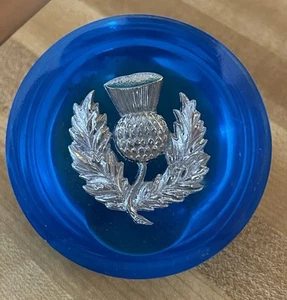 Lucite Acrylic SCOTTISH THISTLE Paperweight - Picture 1 of 5
