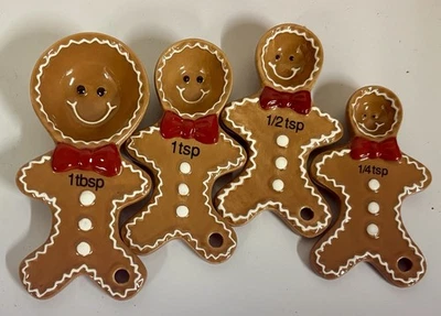 Pier 1 Import Christmas Gingerbread Man Ceramic Measuring Spoon Set 4pc - Image 1 of 4
