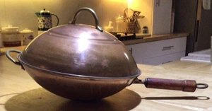 vintage Large COPPER WOK 35 cm/14” - Bild 1 von 10