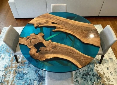 Handmade Live Edge Resin Table – Green River Design, Modern Wood Furniture - Image 1 of 4