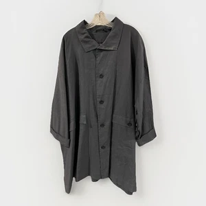 Eskandar Grey Linen Blend Rain/Trench Coat Jacket Size 2 - Picture 1 of 7