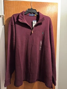 Polo Ralph Lauren 1/4 Zip Pullover Sweater Mens XL Maroon Wine Red Cotton W Tags - Picture 1 of 9