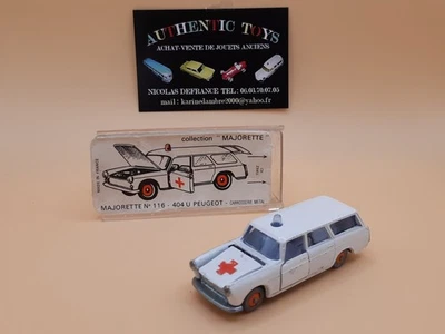 JOUET ANCIEN MAJORETTE RAIL ROUTE PEUGEOT 404 AMBULANCE N°116 + BOITE - Photo 1/4