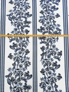 Floral Stripe Cotton Stretch Poplin Fabric Apparel Floral By the Yard - Picture 1 of 2