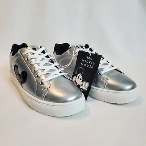 Disney Mickey Mouse Ladies Character Sneakers Shoes Women's Size 7 NEW Silver - Picture 1 of 8