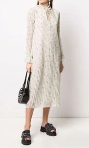 Vestido GANNI Plisado Georgette Midi Talla 36/M Femenino Caprichoso Cottagecore - Imagen 1 de 20