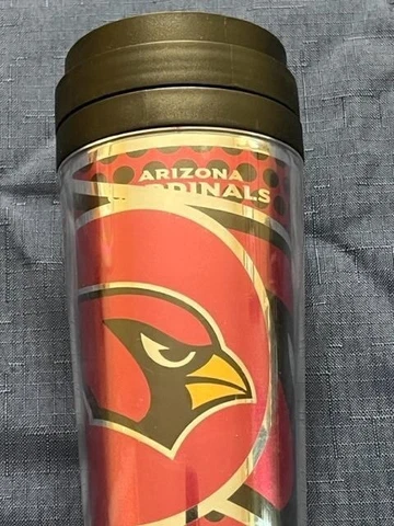 ARIZONA CARDINALS 16oz NFL Acrylic Travel Tumbler with Metallic NFL Graphics Cover