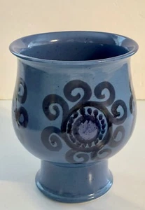 Arabia Finland Vase Vintage Hilkka Painted Blue Mid Century - Picture 1 of 8