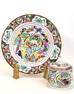 Plato Vintage Chinoiserie Mil Mariposas con Tazón de Azúcar con Tapas - Lote de 2 - Imagen 1 de 9