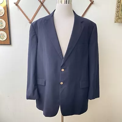 Burberry London Navy Blue Wool Blazer Gold Logo Buttons Men’s 50R - Image 1 of 4