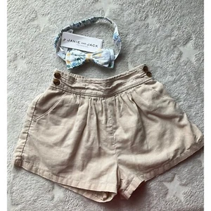 Janie and Jack Girls Sz.4 Bundle of headband and Shorts Linen/Cotton - Picture 1 of 14