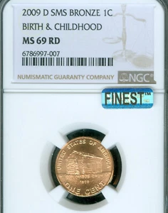 2009 D LINCOLN CENT BIRTH & CHILDHOOD NGC MS69 RD SMS MAC FINEST & SPOTLESS * - Picture 1 of 2