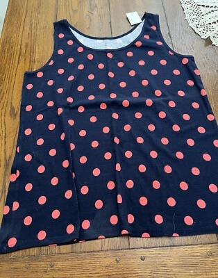 NWT Cato Scoop Neck Tank Top Navy W/ Orange Polka Dots 18/20W - Image 1 of 3