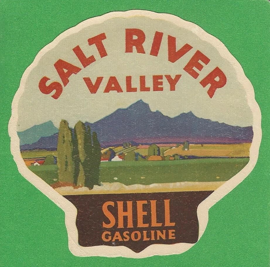 VINTAGE ORIGINAL 1920 "SALT RIVER VALLEY" ARIZONA SHELL GASOLINE WATER DECAL  - Image 1 of 1