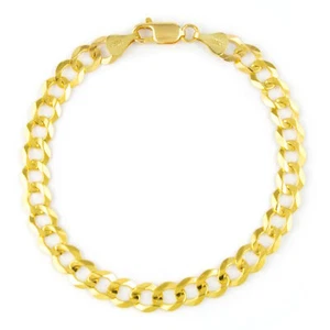 Mens 10K Solid Yellow Gold 7mm Curb Cuban Chain Link Bracelet 7" 7.5" 8" 8.5" 9" - Picture 1 of 66