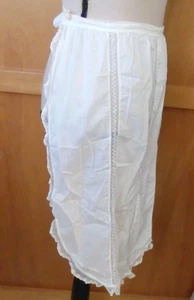 VTG Long 1/2 Apron White Cotton w/ Lace, Pale Pink Ribbon Edwardian Style EUC - Picture 1 of 12