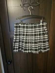 NWT Black & White Goth Skater Punk Mini Skirt Plaid Pleated Size XL X-Large - Picture 1 of 5