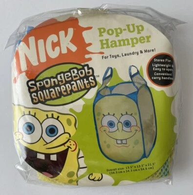 Nick Nickelodeon Spongebob Squarepants Pop-Up Mesh Clothes Hamper w/ Handles NEW - Image 1 of 4