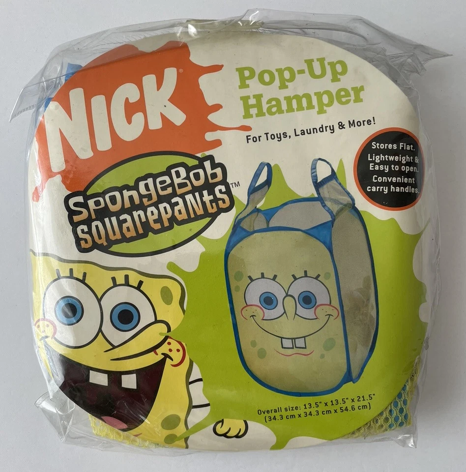 Nick Nickelodeon Spongebob Squarepants Pop-Up Clothes Hamper w/ Handles 2005