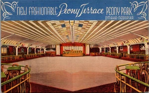 OMAHA, NEBRASKA - PEONY TERRACE DANCE CLUB - ADVERTISING - 1944 LINEN POSTCARD - Picture 1 of 2
