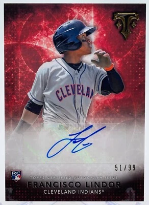 Francisco Lindor 2015 Topps Triple Threads Rookie Autograph Auto /99 METS HOT - Image 1 of 2