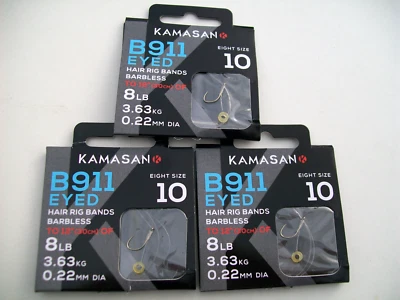 24 ganchos de banda de cebo sin púas con ojos B911 para nailon talla 10. Perfecto para carpa. Foto 1 de 4