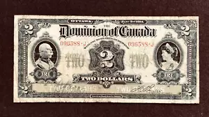 BANKNOTE DOMINION OF CANADA 1914 $2 TWO DOLLARS #096588-J - Picture 1 of 6