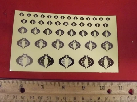 For GI Joe Cobra Clear Background Metallic Silver 44 x Die Cut Stickers/Decals Cover