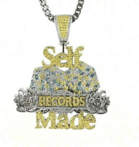 VETEMENTS Ciondolo uomo argento pesante lusso zaffiro tondo simulato lucido e citrino