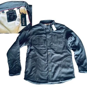 NEW BUFFALO Men's XXL Sherpa Waffle Knit SHACKET Shirt Jacket Gray David Bitton! - Picture 1 of 8