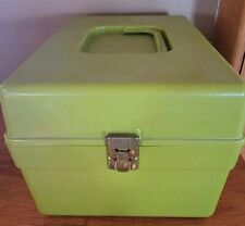 VTG Wilson Wil-Hold Green Plastic Recipe Sewing File Box 12"x9"x7 1/4" Dividers