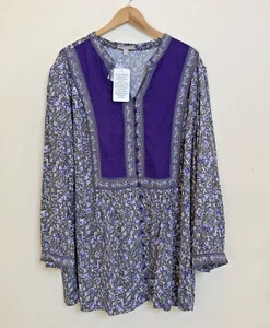 Women Within Tunic Top Women 2X (26-28) Floral Purple Peasant Cottagecore Boho - Picture 1 of 13