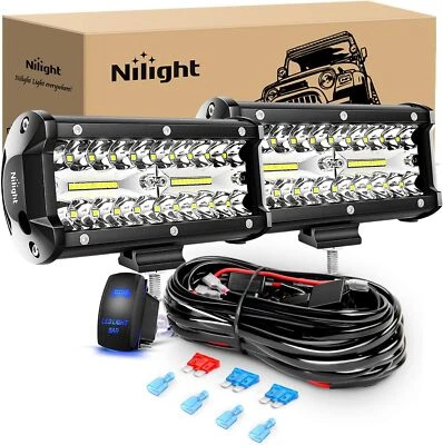 Nilight 6.5Inch 2PCS 120W Spot & Flood Combo Bar Driving Led Work Light - Image 1 of 4