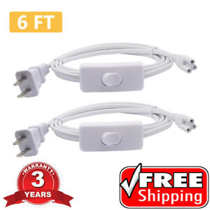 T5 T8 6ft Power Cord Extension Cable for Integrated LED Bulb ON/OFF Switch 2pack