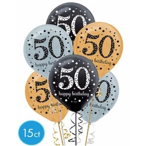 Sparkling Celebration 50 Latex Balloons~50th Birthday Party Latex Balloons 15ct - Picture 1 of 4