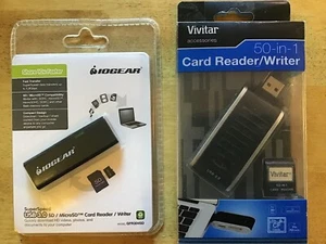 Vivitar 50-1 Card Reader/Writer + IOGear USB 3.0 MicroSD SuperSpeed, New - Picture 1 of 7