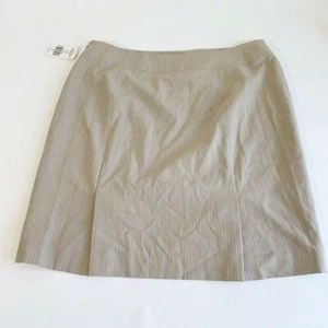 Tahari Arthus S Levine Mini Skirt Womens 12P Beige Striped Slits Lined NEW - Picture 1 of 7