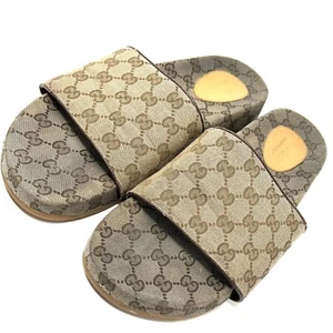 Gucci GG Monogram Sandals 624695 Beige Canvas Mens Size 11 - Picture 1 of 12
