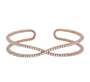 2.25ct Natural Round Diamond 14K Rose Gold Wedding Anniversary Cuff Bracelet - Picture 1 of 3
