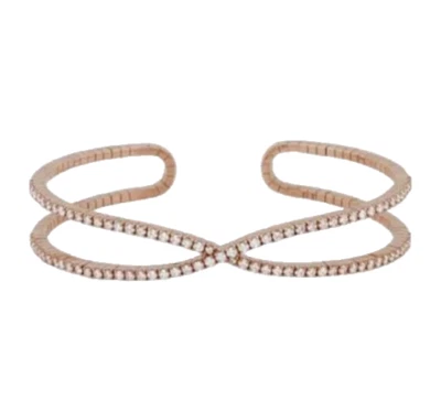 Brazalete brazalete aniversario boda oro rosa 14K diamantes redondos naturales de 2,25 quilates Foto 1 de 3