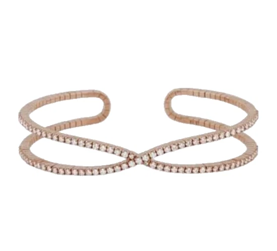 2.25ct Natural Round Diamond 14K Rose Gold Wedding Anniversary Cuff Bracelet - Image 1 of 3