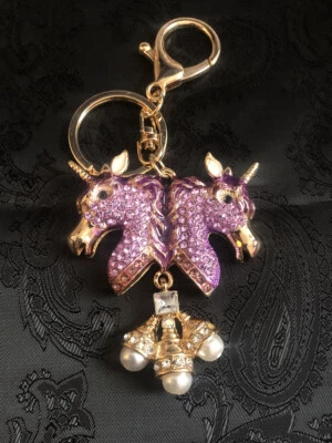 1  Rhinestone Unicorn Keyring Keychain Bag Charm Pendant Gift Bling Crystal - Image 1 of 4